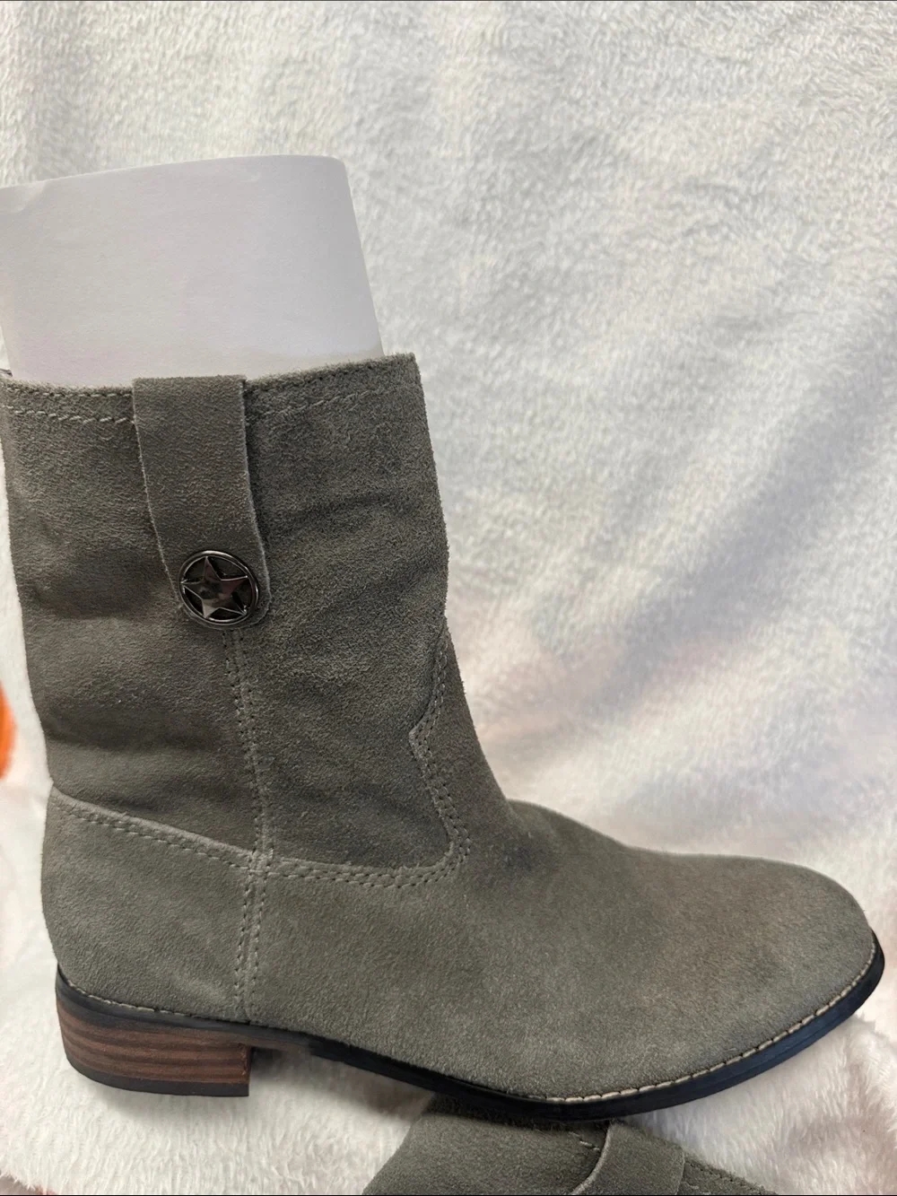 Very Volatile Olive Suede Ankle Booties with Metal Logo